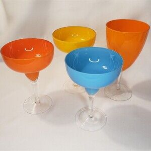 Hand-blown glass  margarita, wine/ water goblet, 4 total pieces